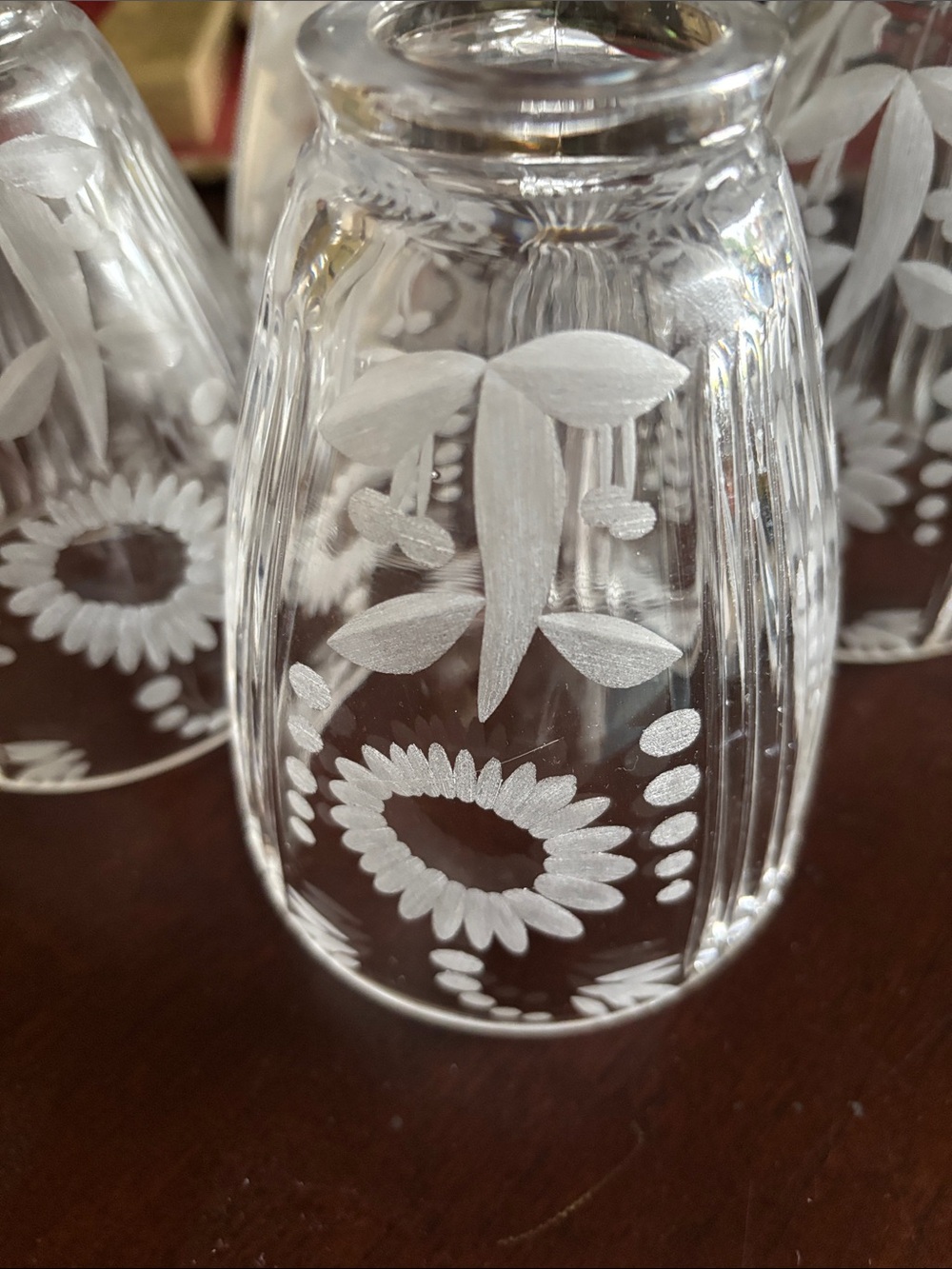 Clear Etched Glass Ceiling Fan globes with Floral Engraving - Picture 2 of 2
